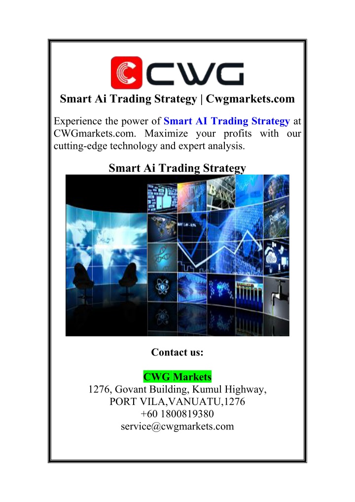 smart ai trading strategy cwgmarkets com n.w