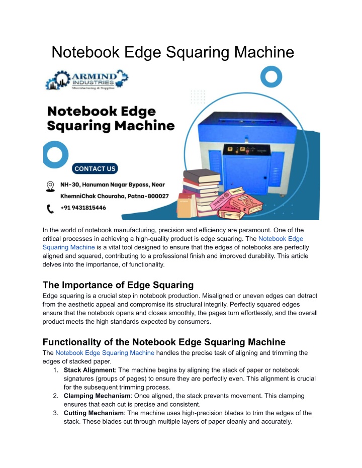 notebook edge squaring machine n.w