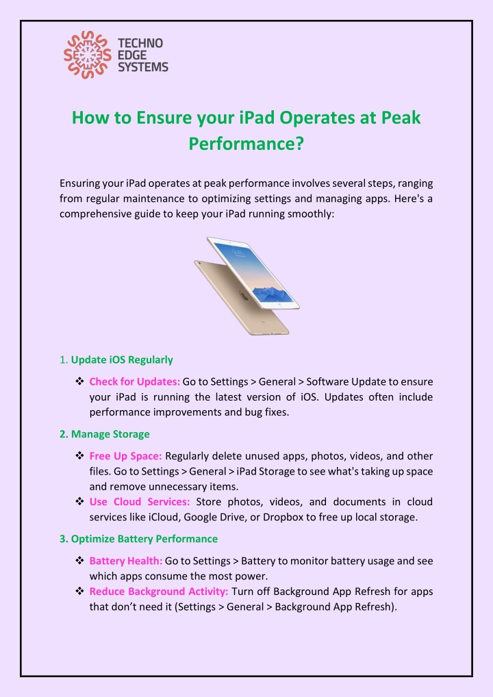 how to ensure your ipad operates at peak n.w