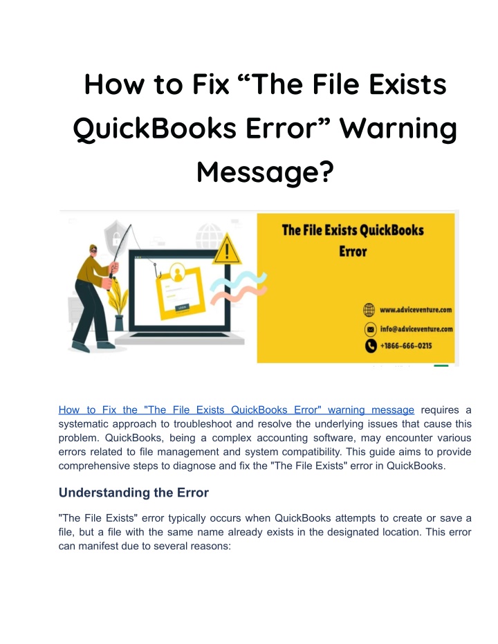 how to fix the file exists quickbooks error n.w