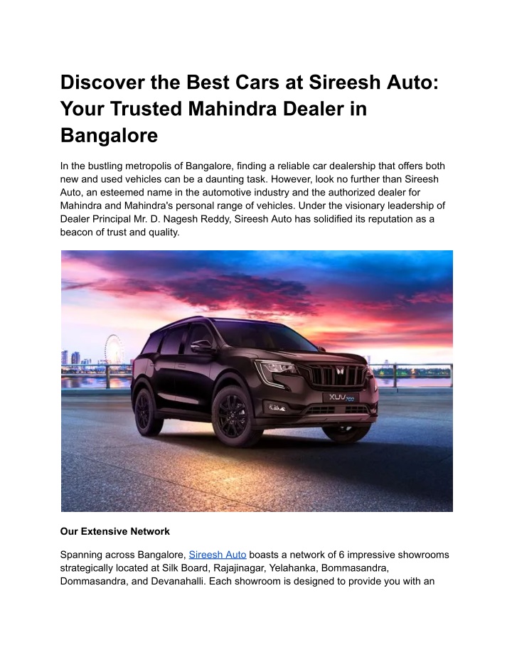 discover the best cars at sireesh auto your n.w