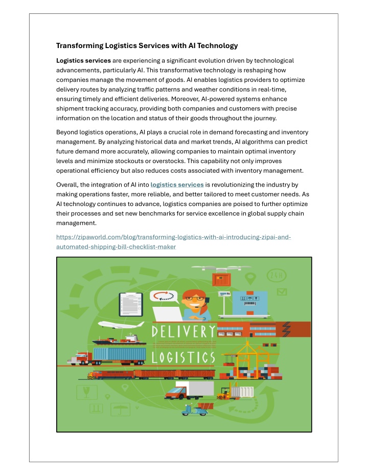 transforming logistics services with ai technology n.w