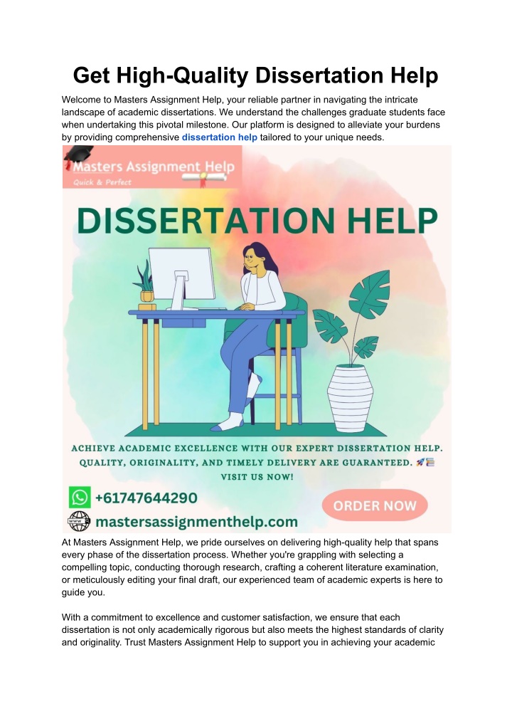 get high quality dissertation help n.w