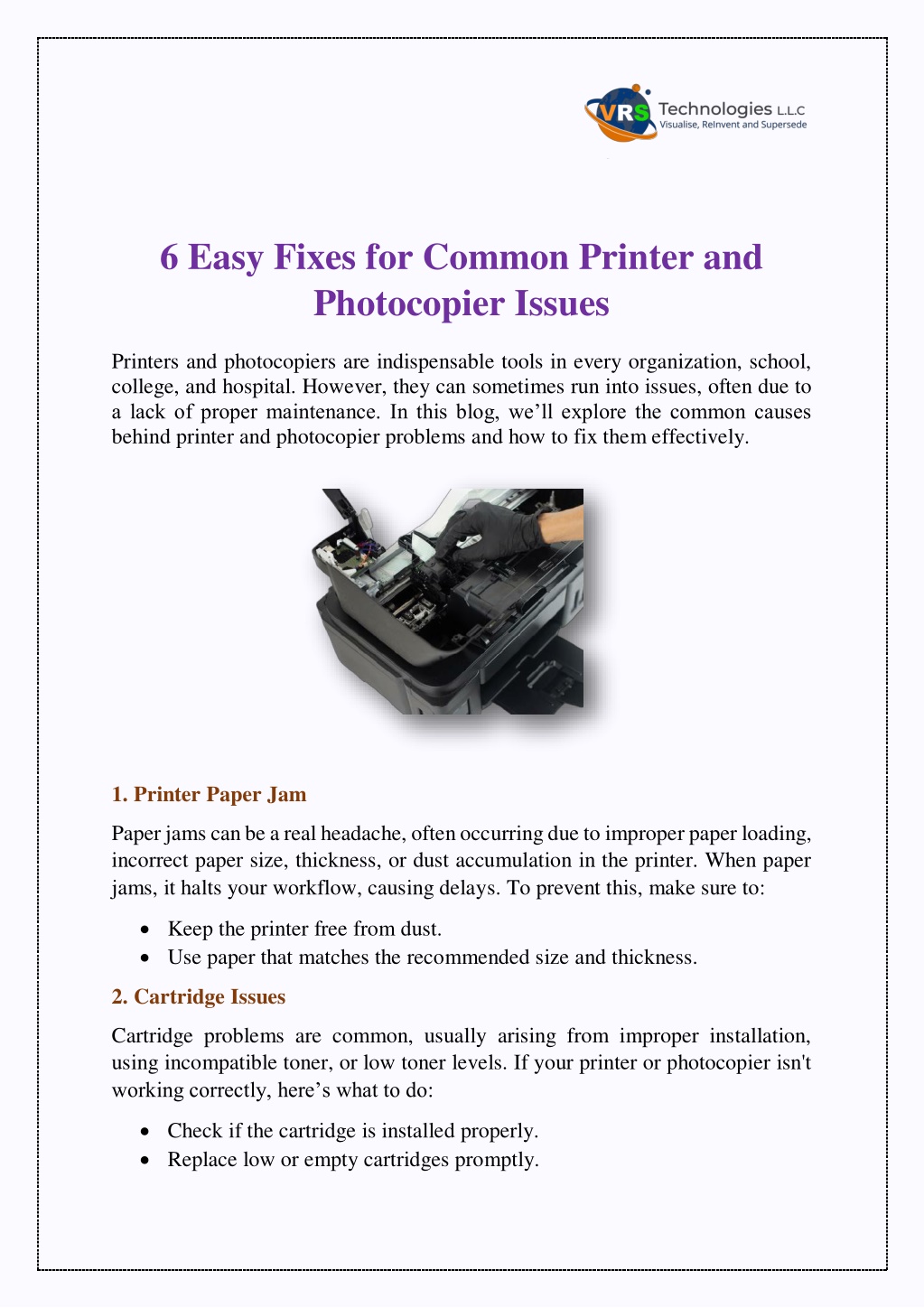 6 easy fixes for common printer and photocopier l.w