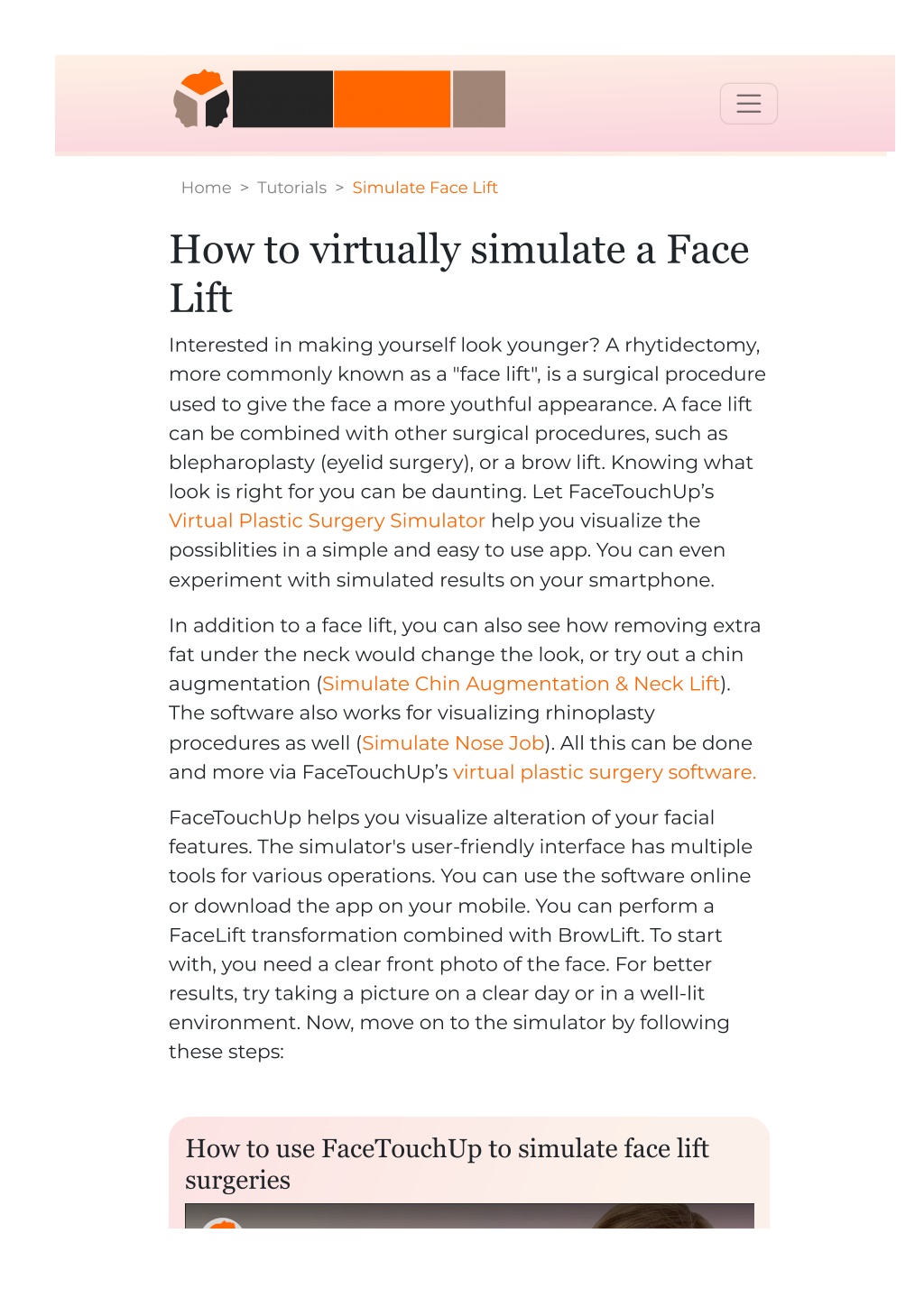 home tutorials simulate face lift l.w