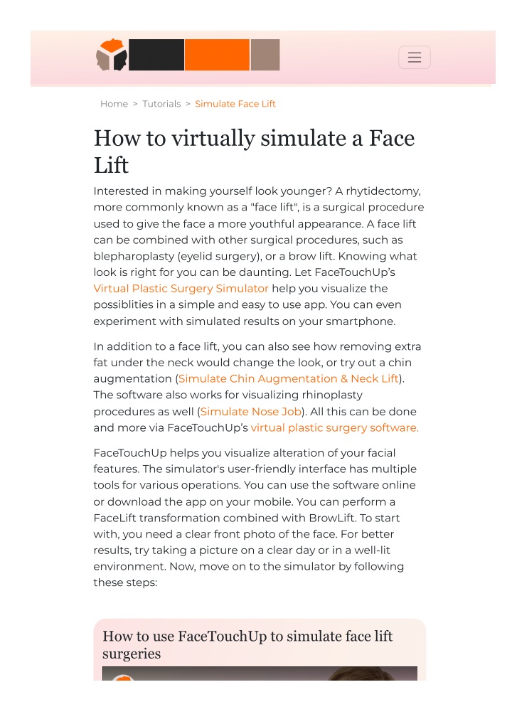 home tutorials simulate face lift n.w