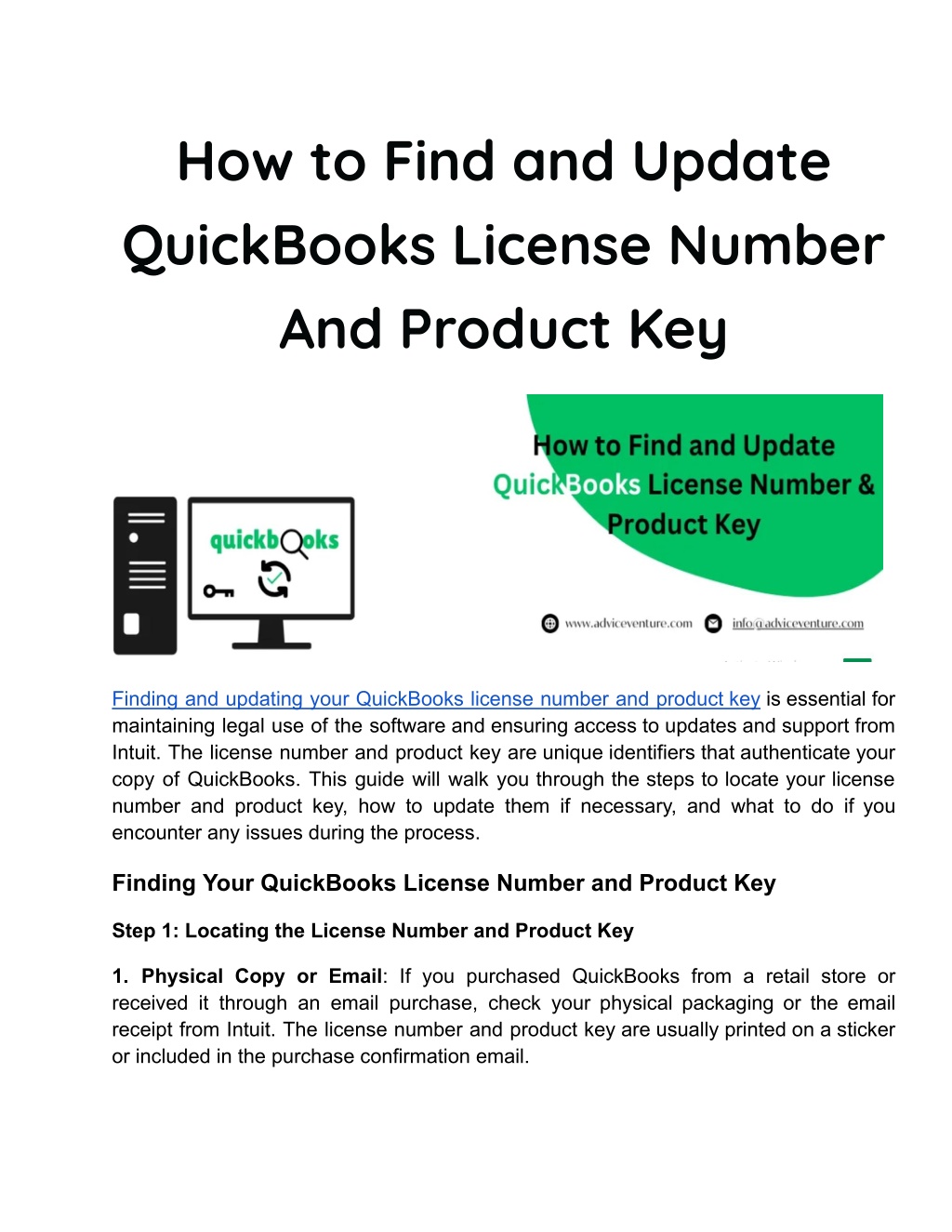 how to find and update quickbooks license number l.w