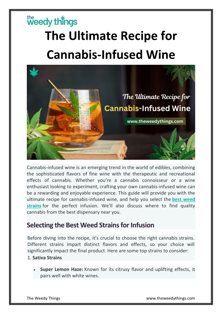 the ultimate recipe for cannabis infused wine n.w