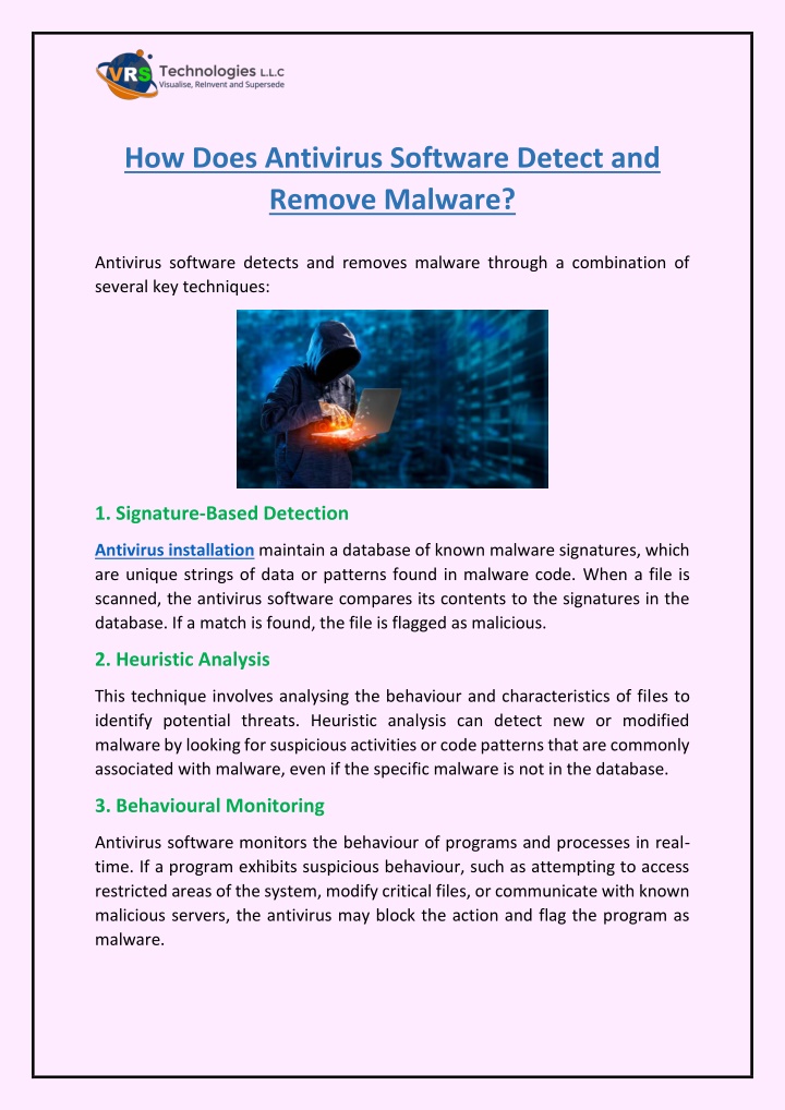 how does antivirus software detect and remove n.w