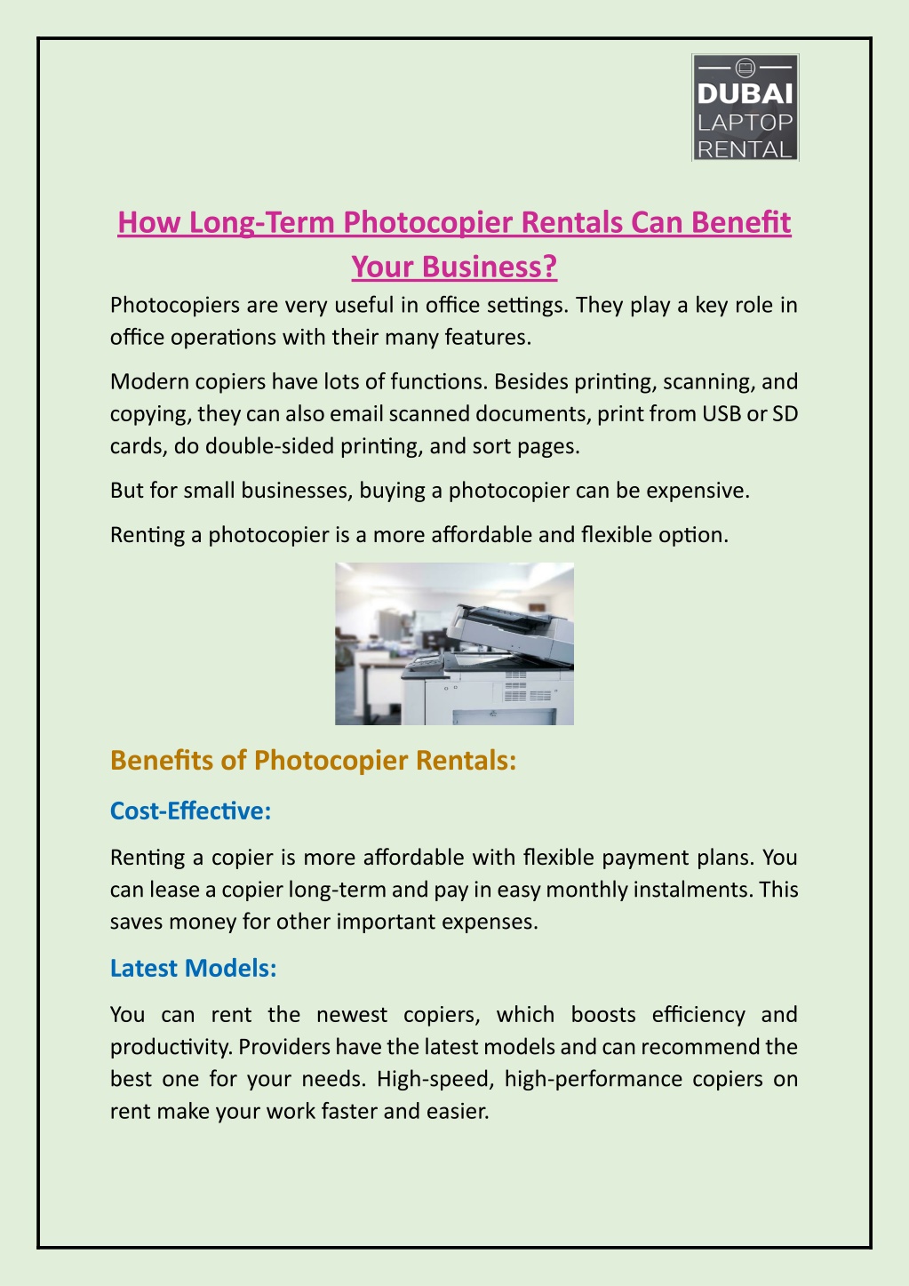 how long term photocopier rentals can benefit l.w