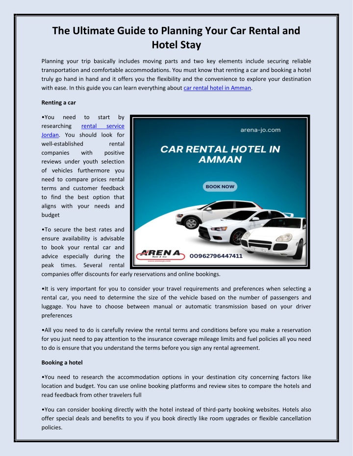 the ultimate guide to planning your car rental n.w