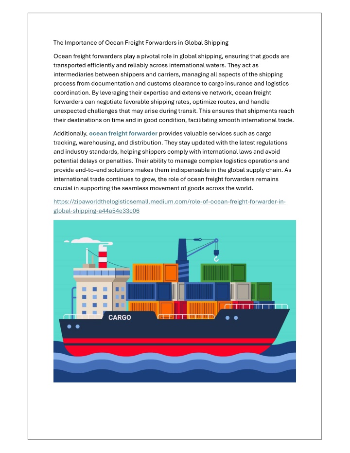 the importance of ocean freight forwarders n.w