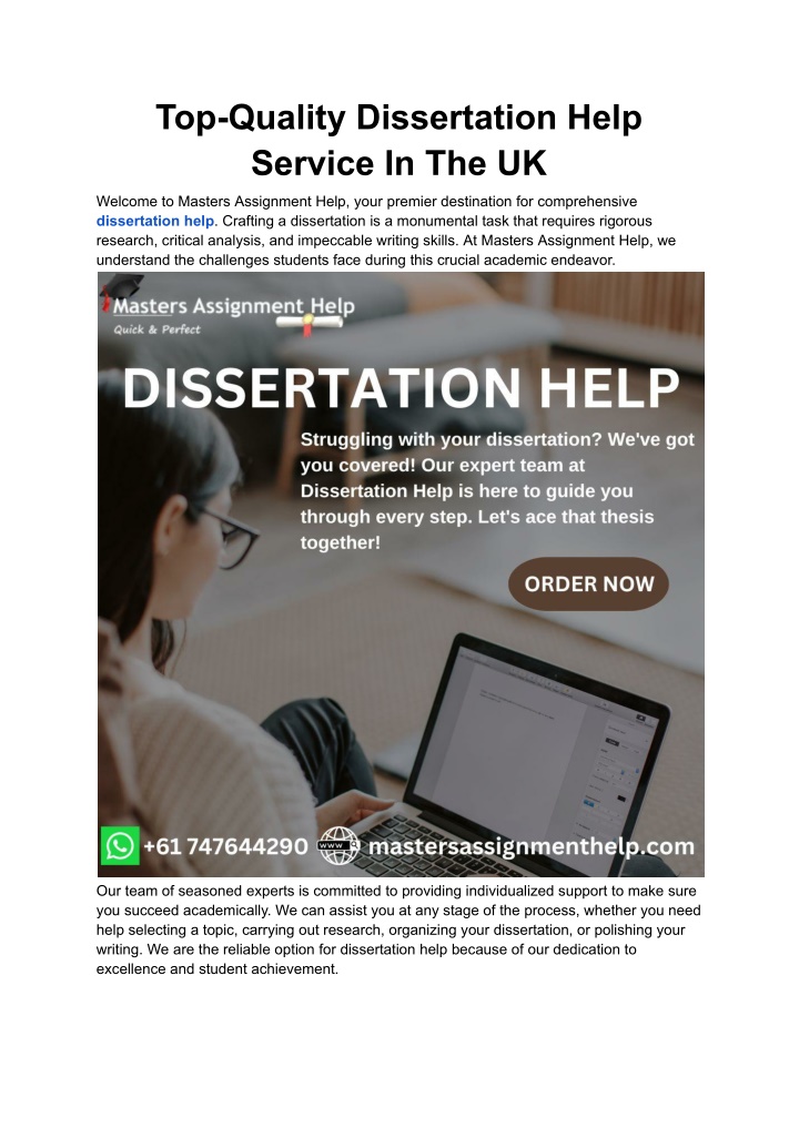 top quality dissertation help service in the uk n.w