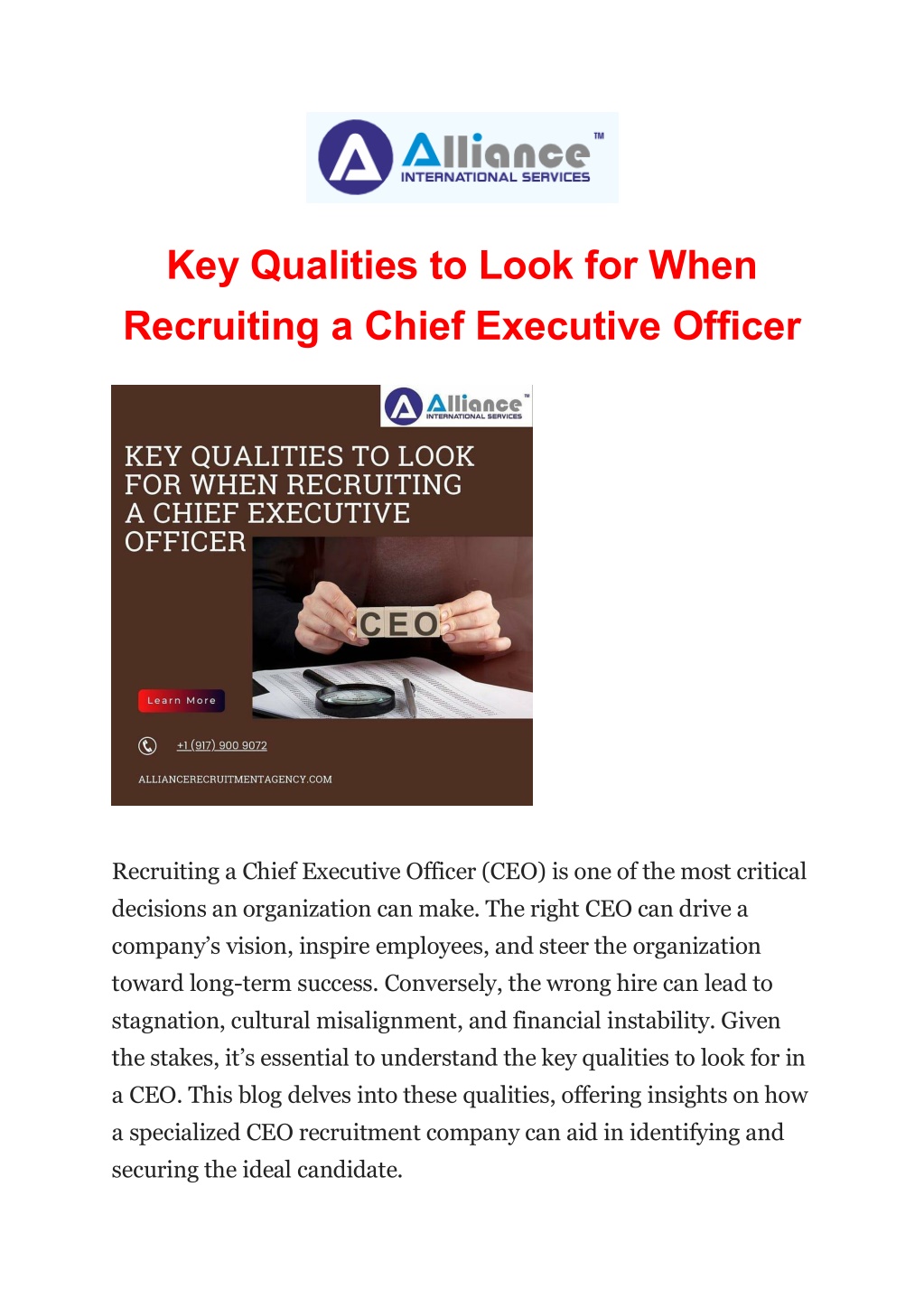 key qualities to look for when recruiting a chief l.w