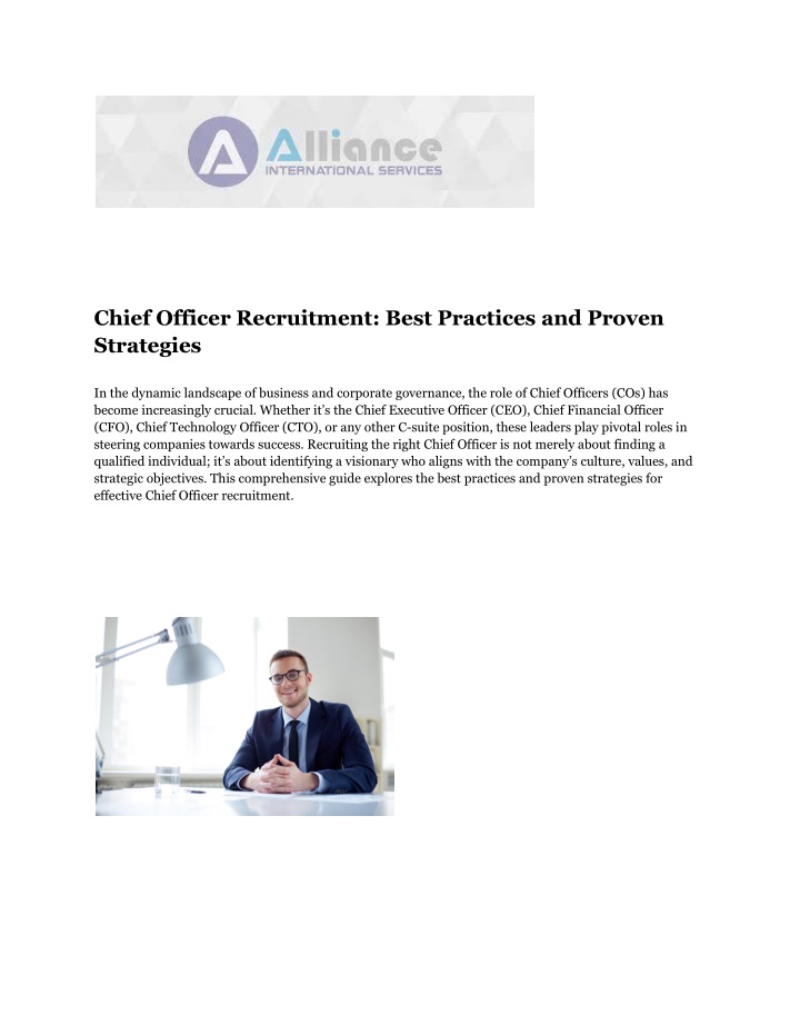 chief officer recruitment best practices n.w