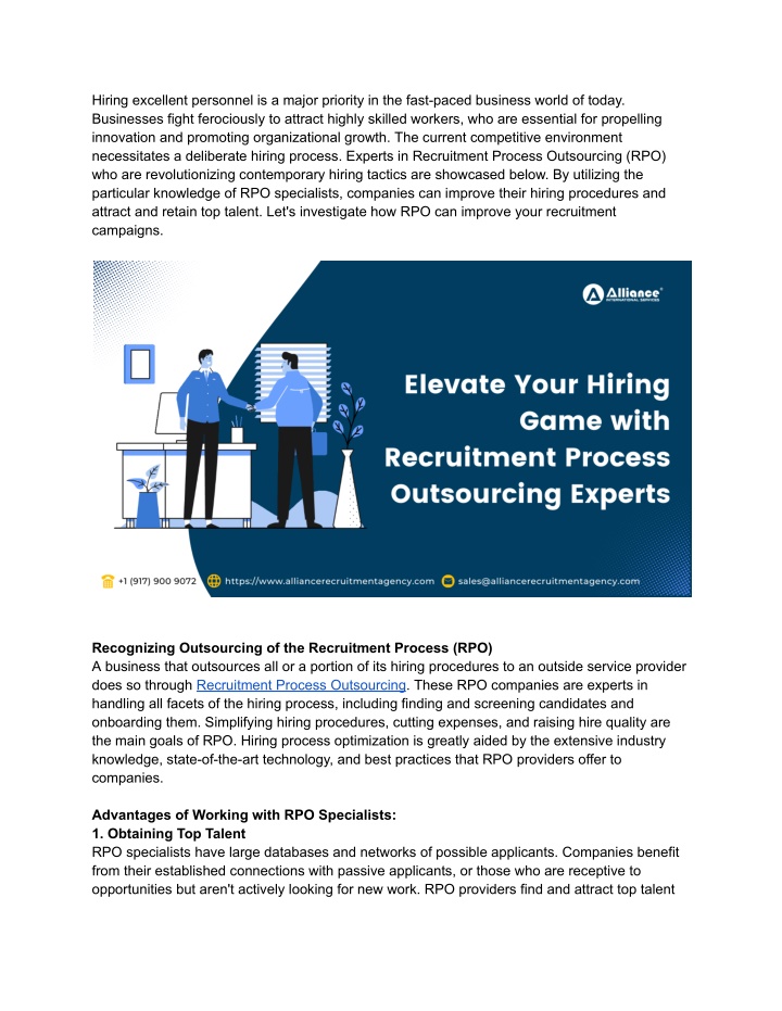 hiring excellent personnel is a major priority n.w
