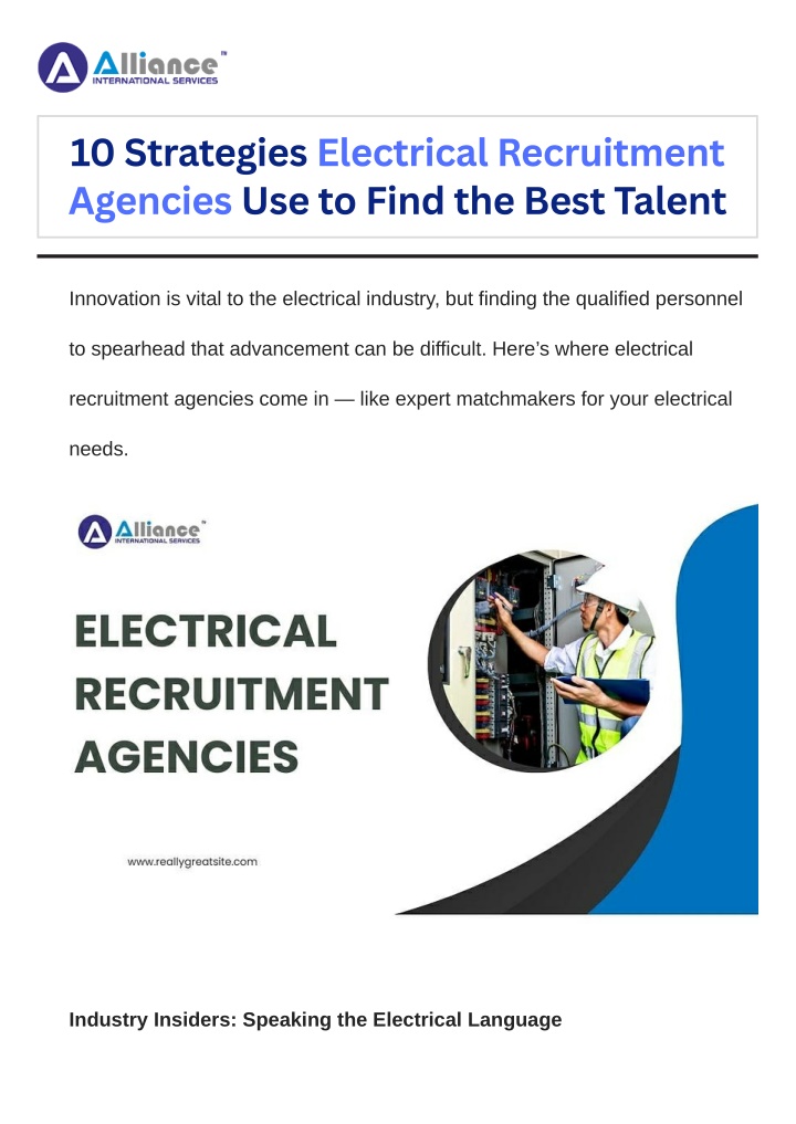 10 strategies electrical recruitment agencies n.w