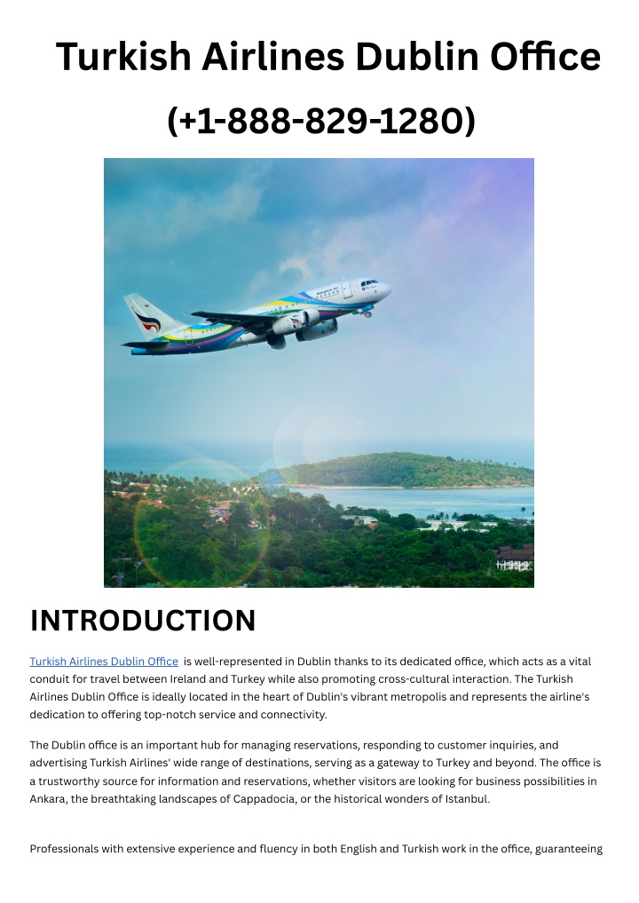 turkish airlines dublin o ce 1 888 829 1280 n.w