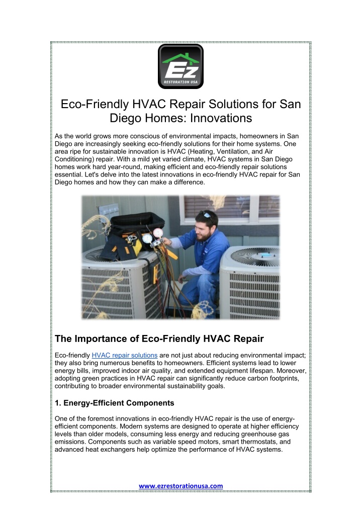 eco friendly hvac repair solutions for san diego n.w