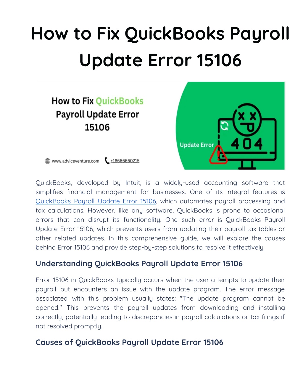 how to fix quickbooks payroll update error 15106 l.w
