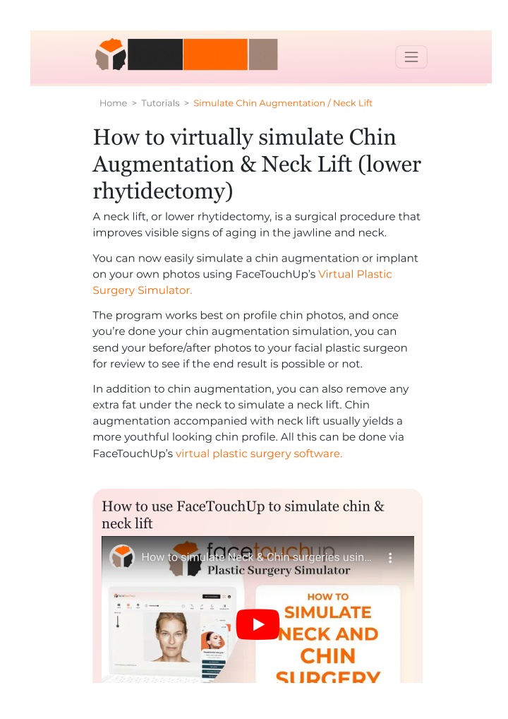 home tutorials simulate chin augmentation neck n.w