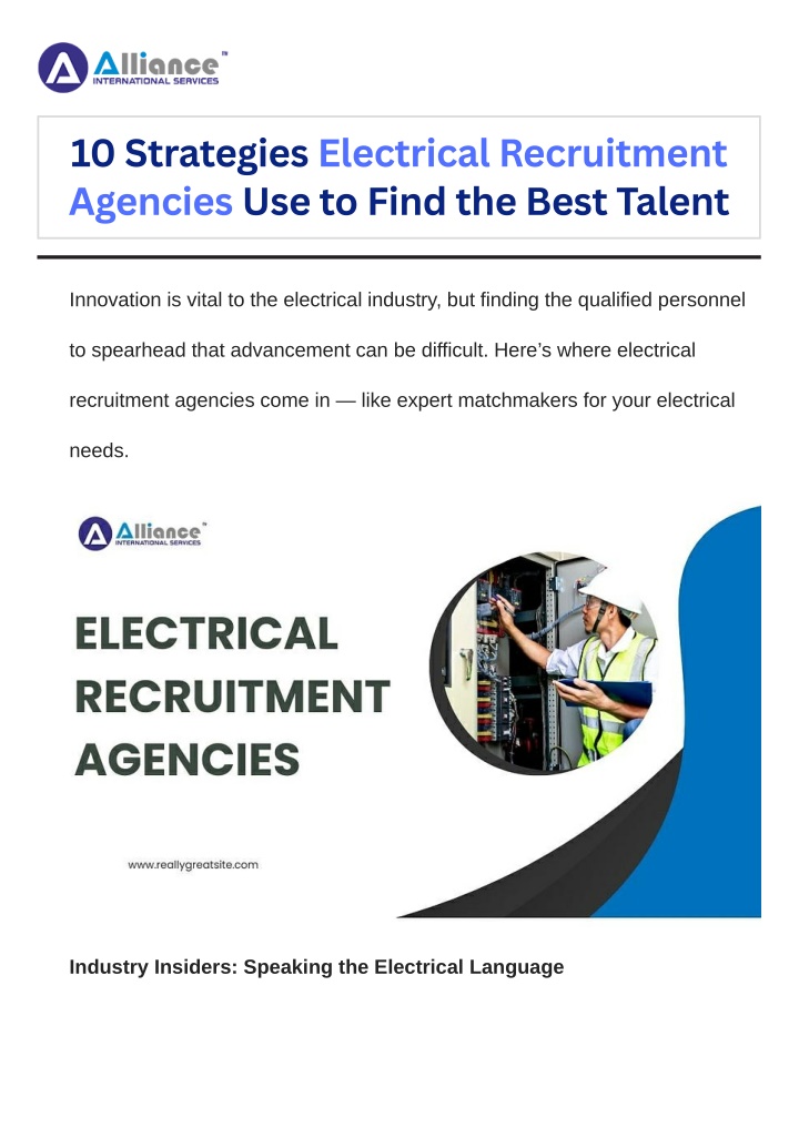 10 strategies electrical recruitment agencies n.w