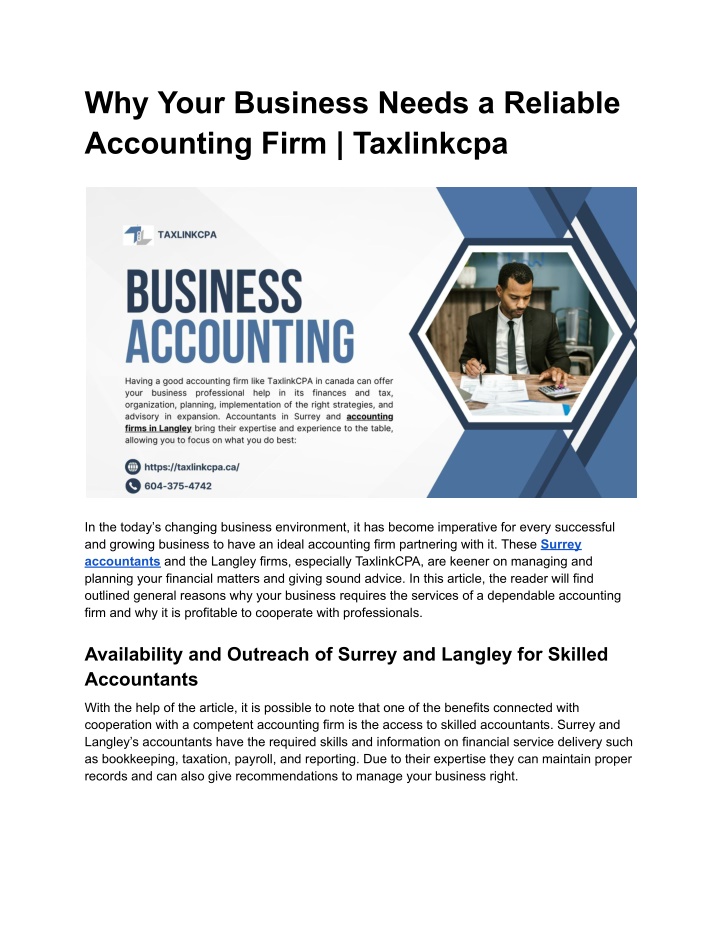 why your business needs a reliable accounting n.w