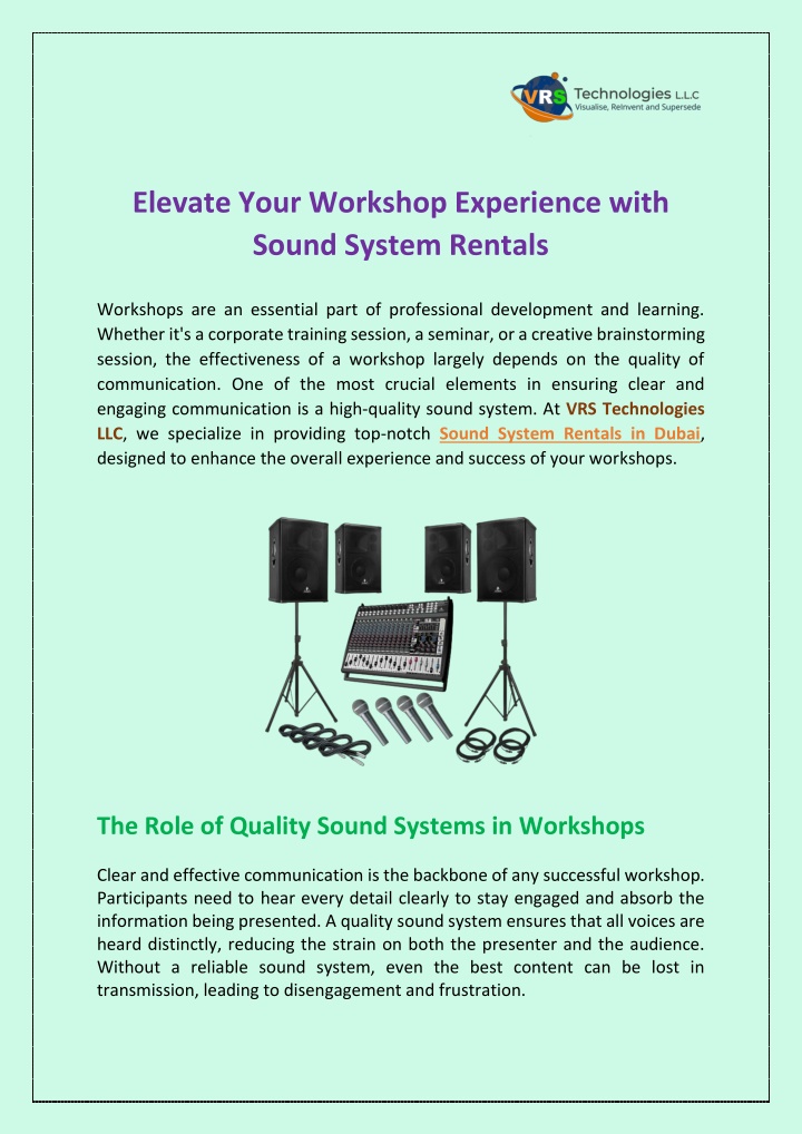 elevate your workshop experience with sound n.w
