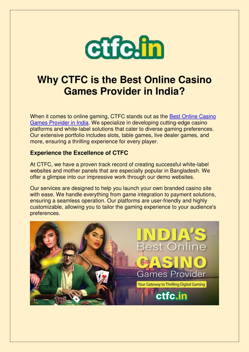 why ctfc is the best online casino games provider l.w