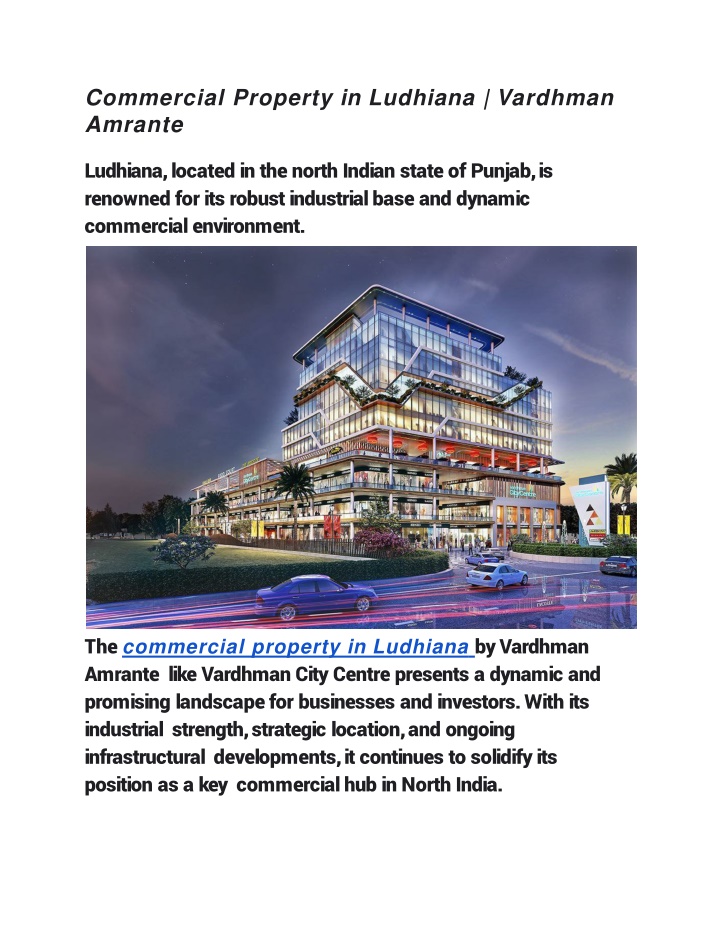 Commercial Property in Ludhiana | Vardhman Amrante