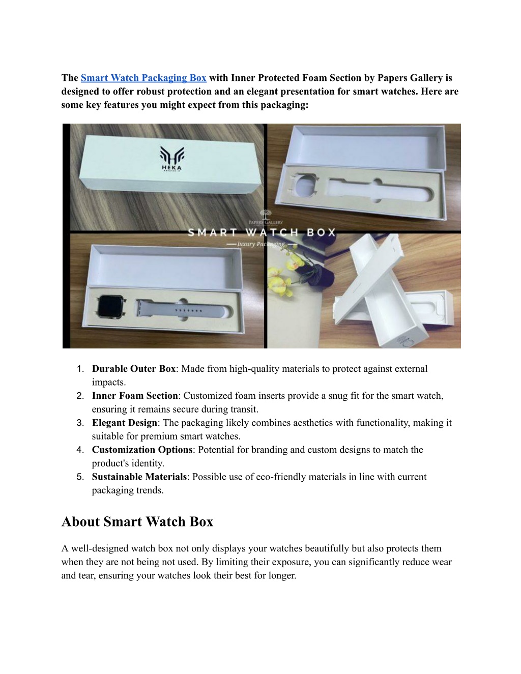 the smart watch packaging box with inner l.w