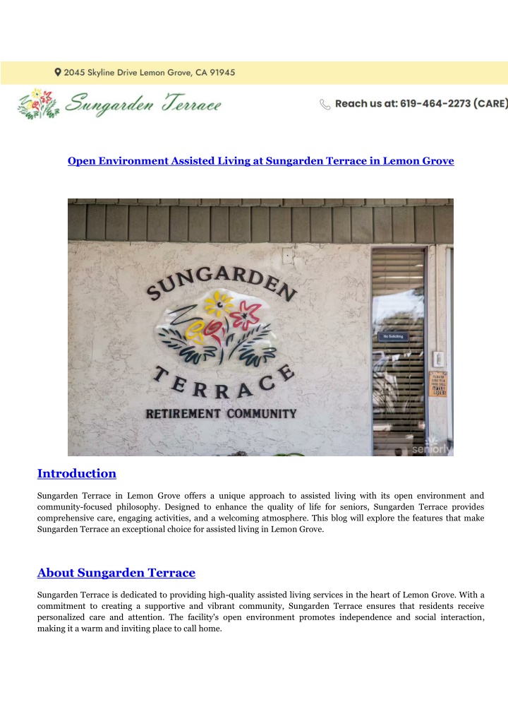 open environment assisted living at sungarden n.w
