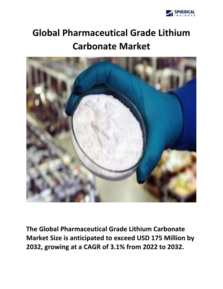 global pharmaceutical grade lithium carbonate n.w