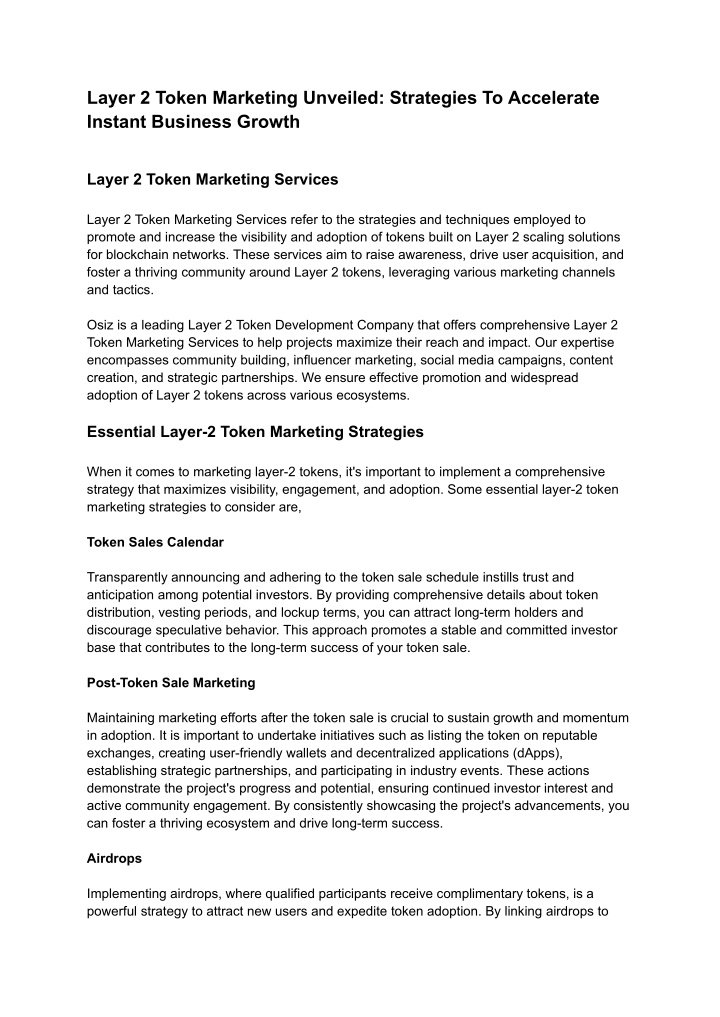 layer 2 token marketing unveiled strategies n.w
