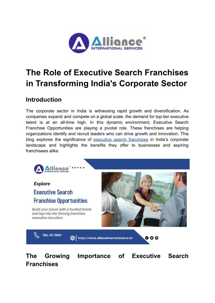 the role of executive search franchises n.w