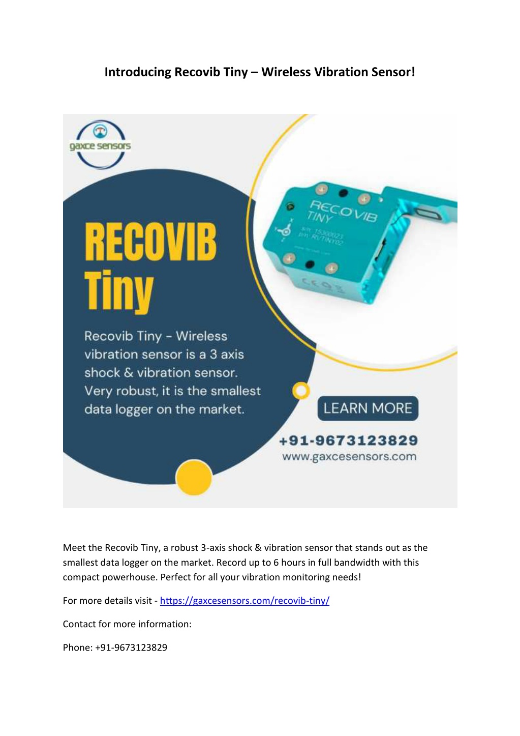 introducing recovib tiny wireless vibration sensor l.w