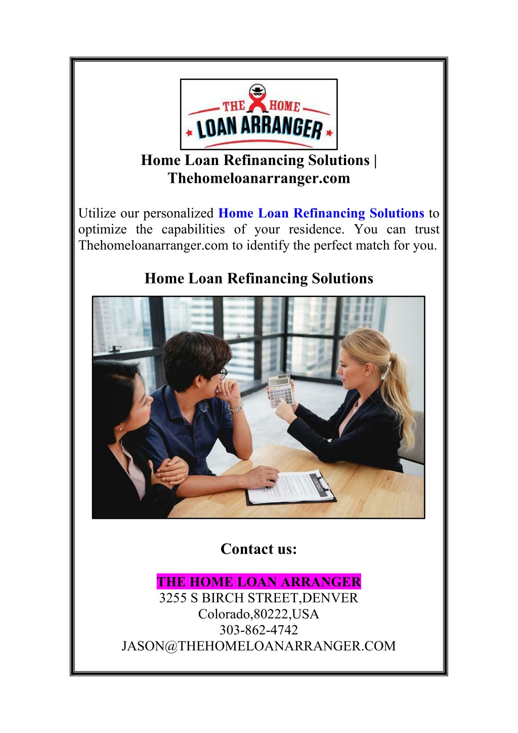 home loan refinancing solutions l.w