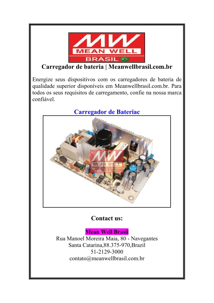 carregador de bateria meanwellbrasil com br n.w