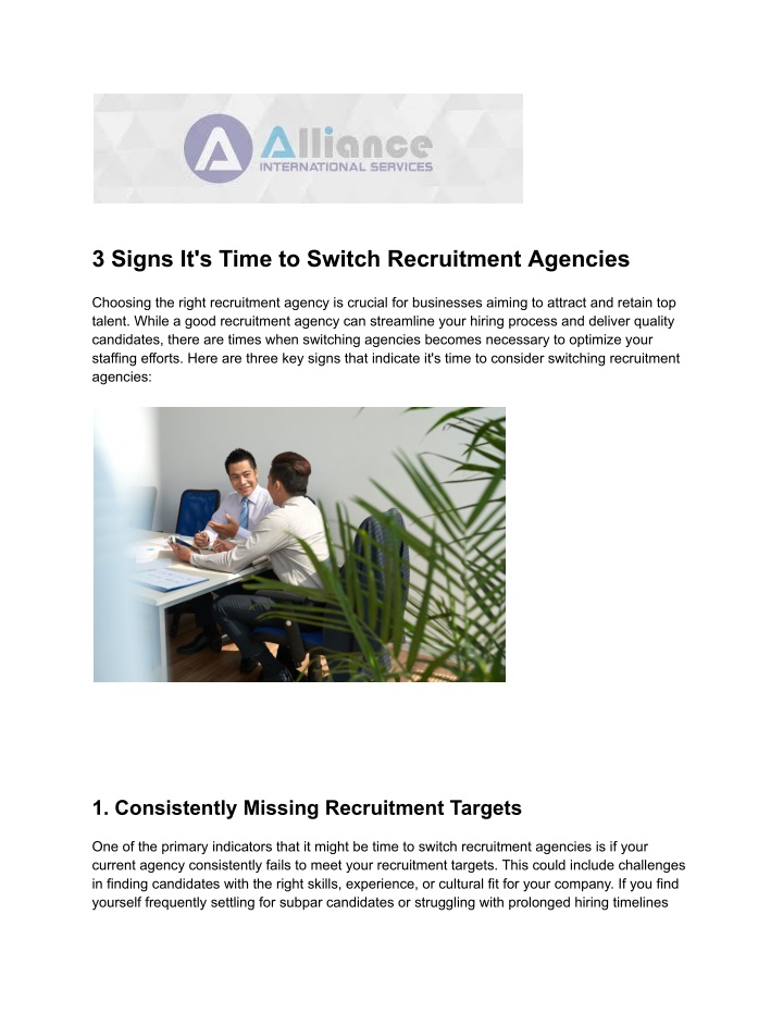3 signs it s time to switch recruitment agencies n.w
