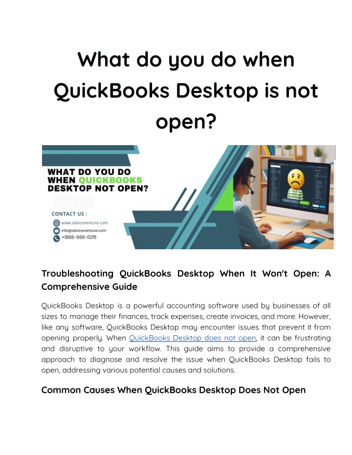 what do you do when quickbooks desktop is not open n.w