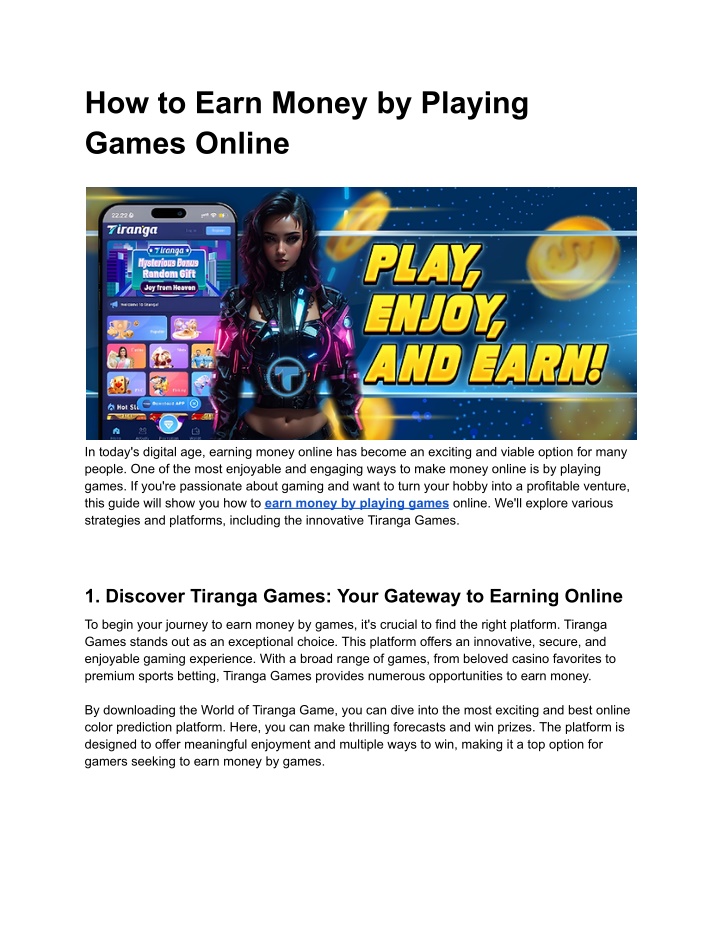 how to earn money by playing games online n.w
