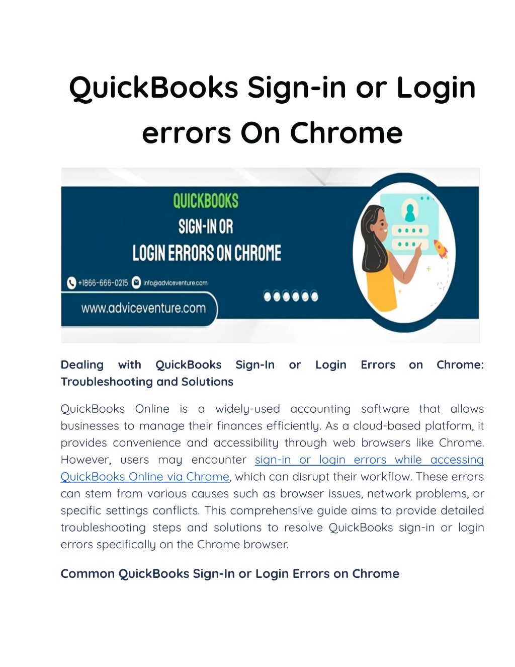 quickbooks sign in or login errors on chrome l.w