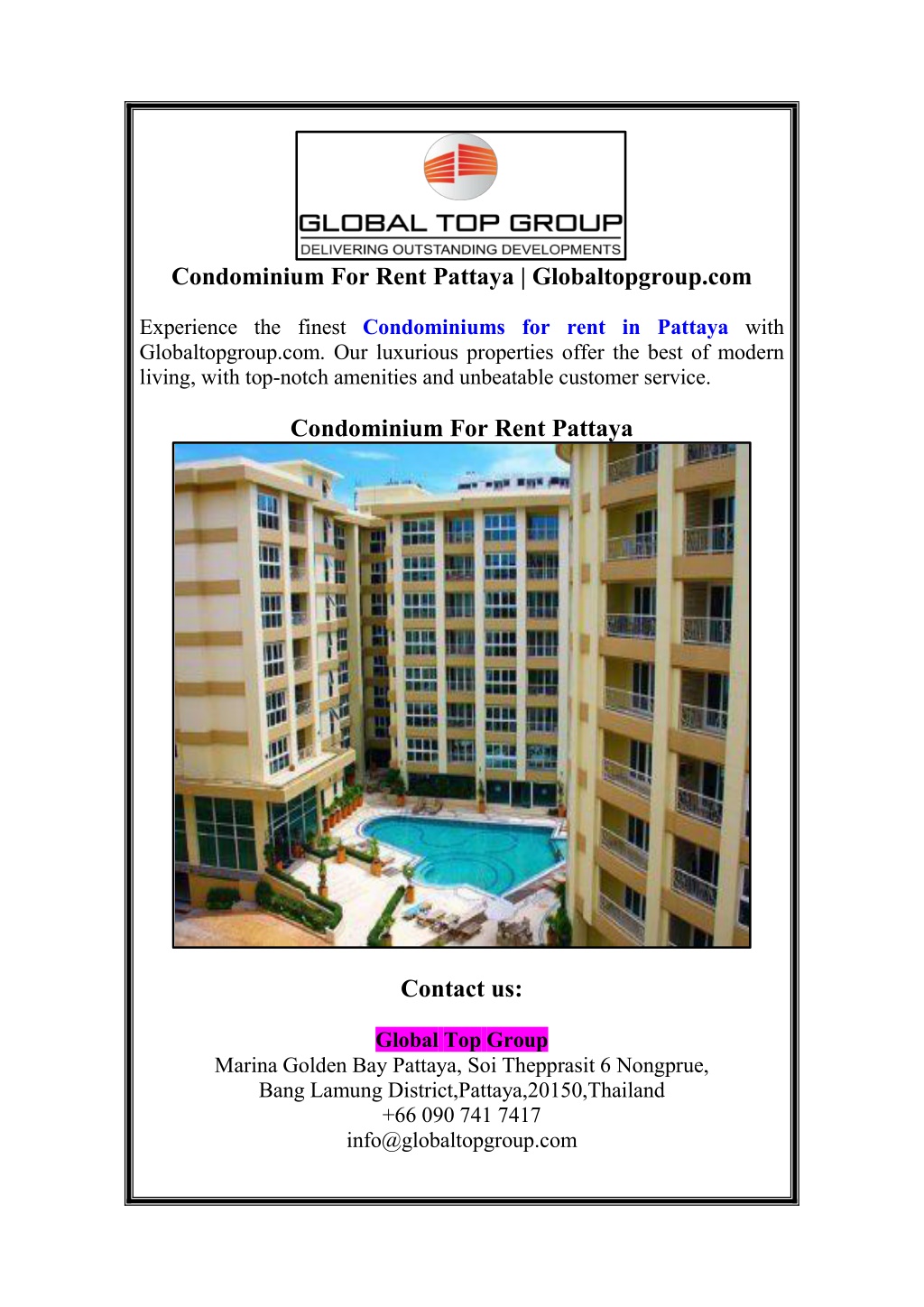 condominium for rent pattaya globaltopgroup com l.w