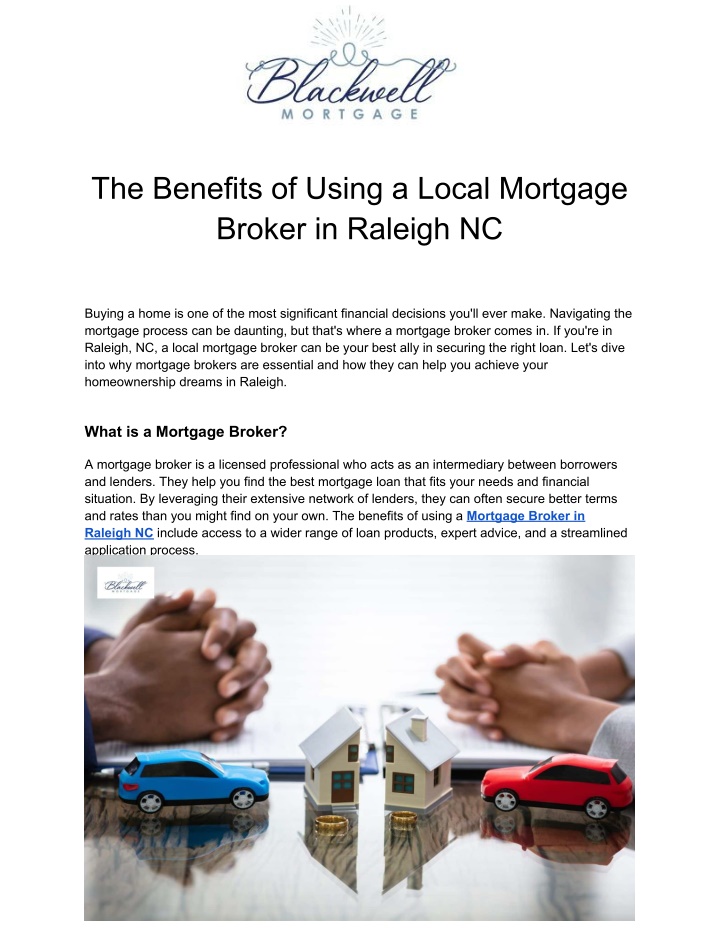 the benefits of using a local mortgage broker n.w