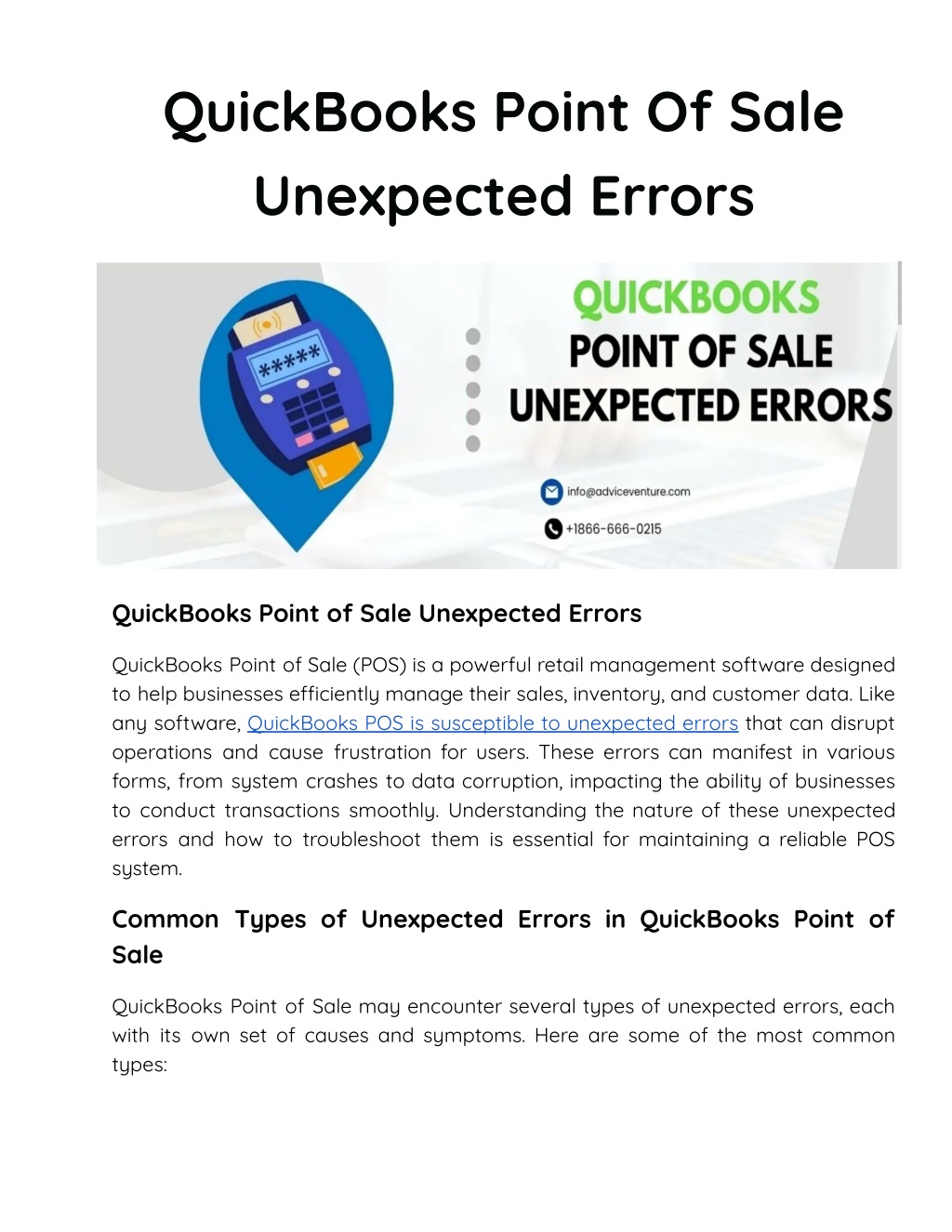 quickbooks point of sale unexpected errors l.w