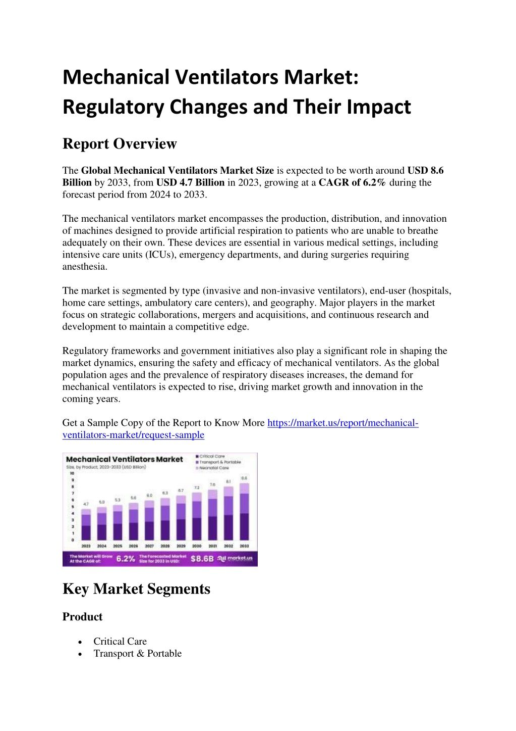 mechanical ventilators market regulatory changes l.w