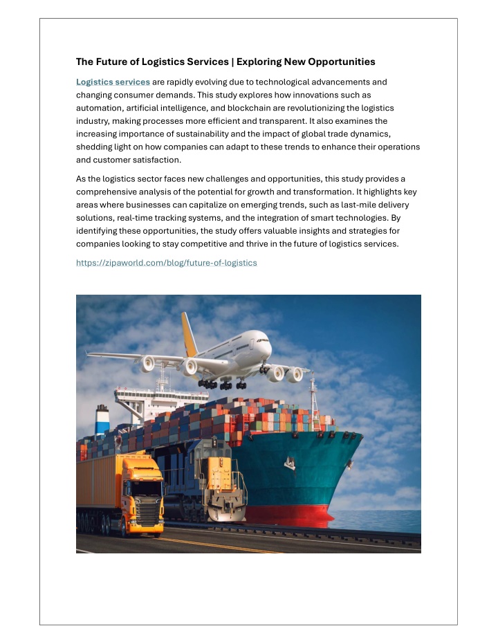 the future of logistics services exploring n.w