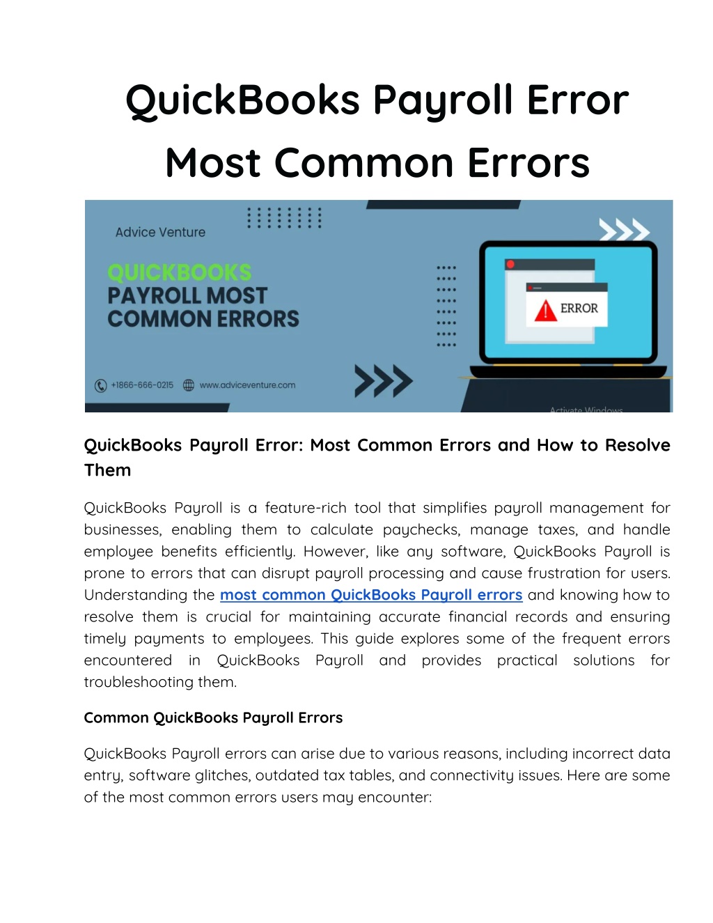 quickbooks payroll error most common errors l.w