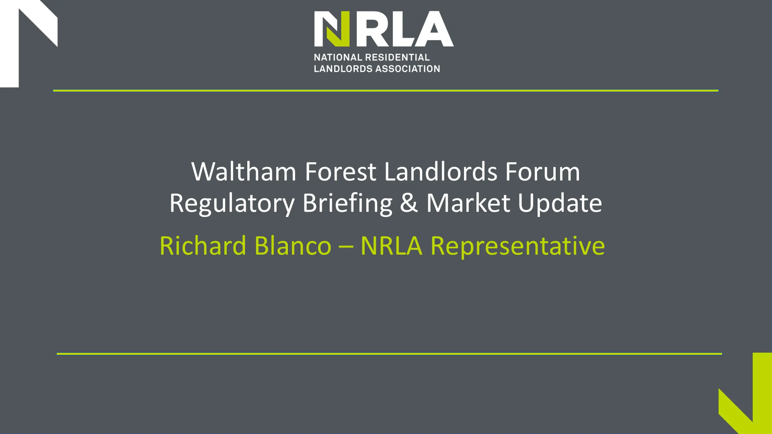 Waltham Forest Landlords Forum Regulatory Update