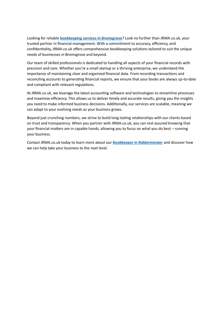 looking for reliable bookkeeping services n.w